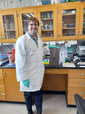 Lab member working in lab
