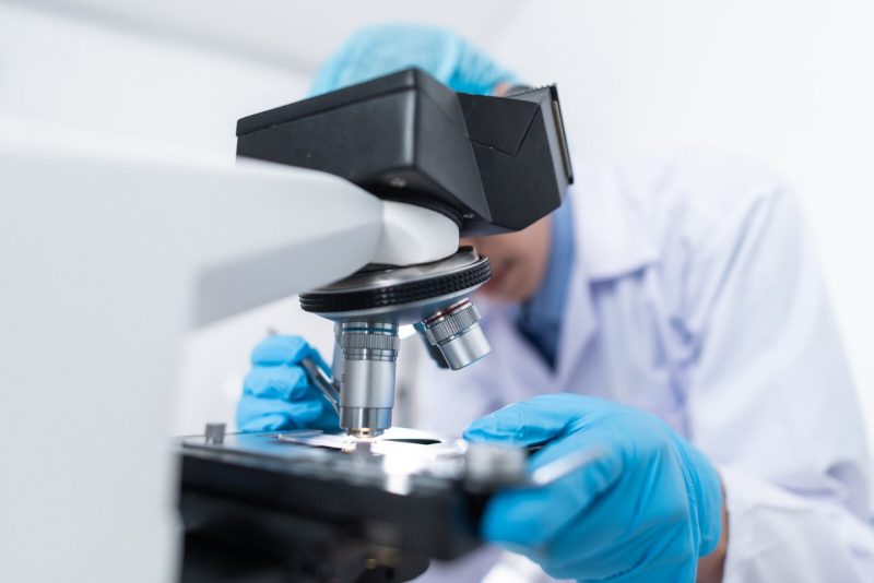 Lab member working in lab